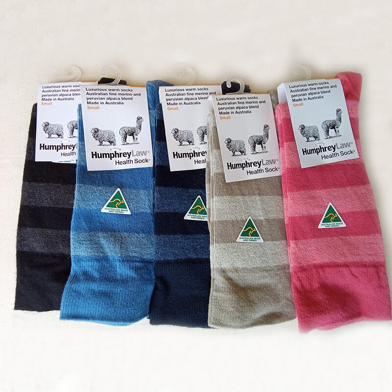 Socks - Style 03C Merino/Alpaca striped , thin health sock