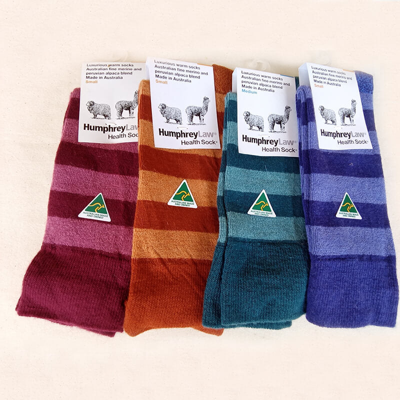 Socks - Style 03C Merino/Alpaca striped , thin health sock