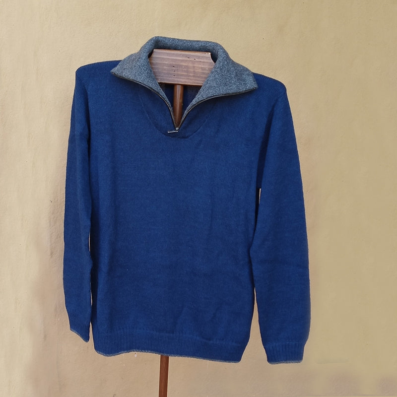 Mens Jumpers 1/2 zip 100% alpaca