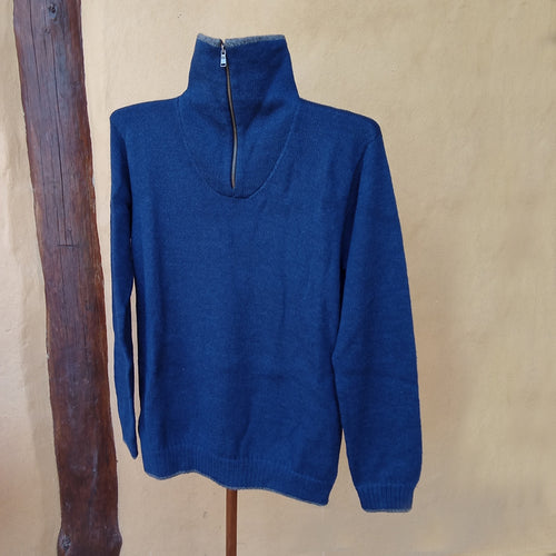 Mens Jumpers 1/2 zip 100% alpaca