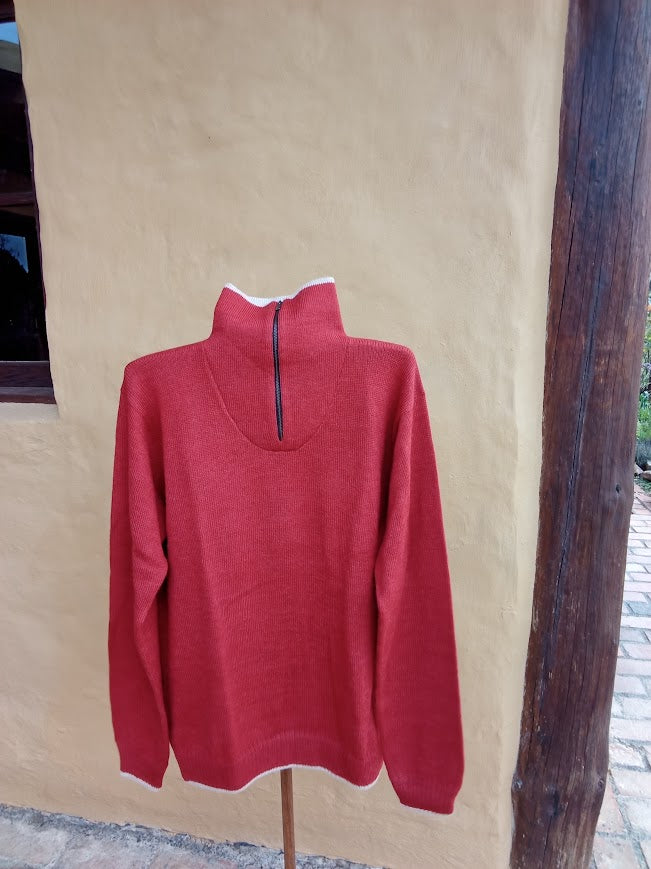 Mens Jumpers 1/2 zip 100% alpaca